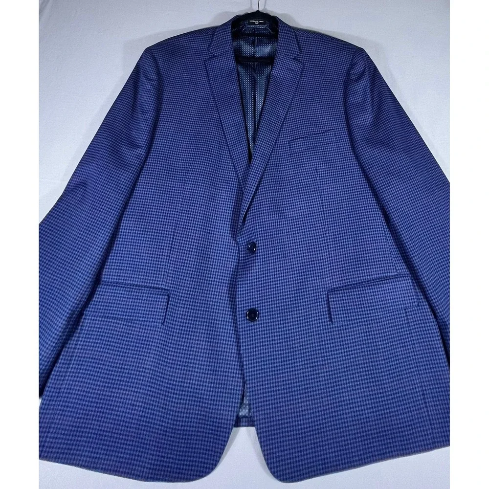 Shaquille‎ O'Neal XLG Blue Burgundy Houndstooth Blazer Sport Coat Men's Size XLG